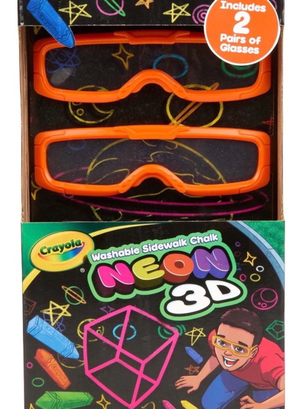 Crayola Neon 3D Sidewalk Chalk with Orange 3D Glasses - 2 Pairs